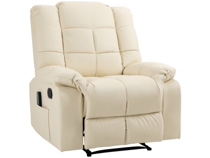HOMCOM masážní křeslo TV křeslo elektrické polohovací s masážní funkcí imitace kůže dřevo ocelová pěna krémová bílá 94x99x99 cm pro relaxaci |