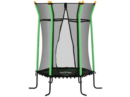 HOMCOM Dětská trampolína Ø163,5 cm, vnitřní trampolína s bezpečnostním síťovým krytem okraje gumové lano, dětská trampolína do 50 kg, pro děti 3-10 let Zelená