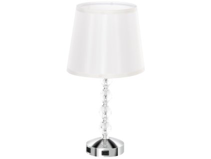 HOMCOM Stolní lampa LED stolní lampa USB dobíjecí, křišťálová noční lampa, patice E27, do obývacího pokoje ložnice, sklo, stříbrná 23 x 23 x 45 cm