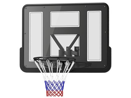 SPORTNOW basketbalový koš s deskou pro venkovní a vnitřní použití, basketbalová deska s ocelovou obroučkou Ø45 cm a sítí, montáž na zeď, basketbalová deska pro dospělé, černá barva