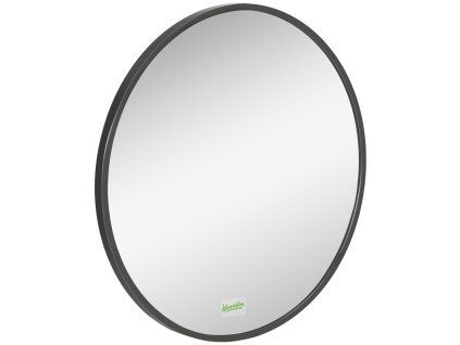 kleankin koupelnové zrcadlo, kulaté zrcadlo, koupelnové zrcadlo s hliníkovým rámem, Ø50 cm, nástěnné zrcadlo do obývacího pokoje, ložnice, koupelny, IP44, černá barva