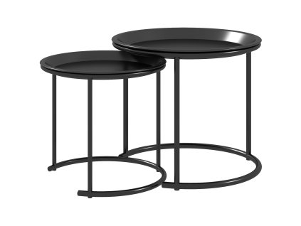 HOMCOM Sada 2 konferenčních stolků, kulatý odkládací stolek, stohovatelný stolek do obývacího pokoje, ložnice, předsíně, ocel, Ø43/35 cm, černý