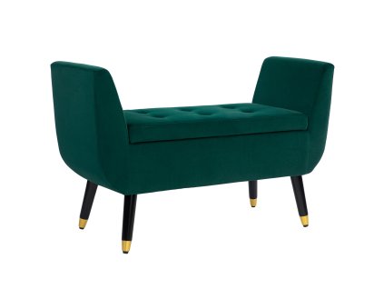 HOMCOM Luxusní sedací lavice Čalouněná lavice s úložným prostorem Područky Truhlicová lavice Sametový polyester kaučukovník Zelená 107 x 42 x 65 cm