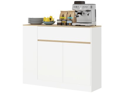 HOMCOM Sideboard, Küchenschrank mit Schublade, verstellbare Ablage, Aufbewahrungsschrank mit Kippschutz, Beistellschrank für Küche, Esszimmer, 105 x 30 x 81,5 cm Weiß