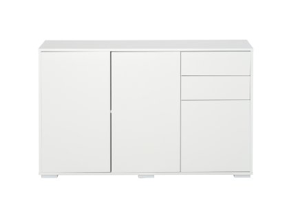 HOMCOM Příborník bílý Komoda se 2 zásuvkami a 3 dvířky, víceúčelová skříň, skříňka na dokumenty, 117x36x74cm| Aosom