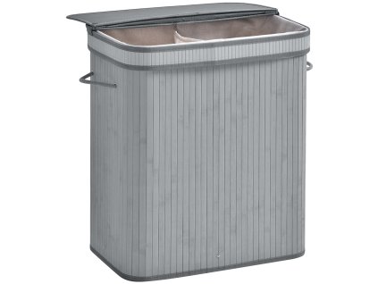 HOMCOM Koš na prádlo 100L Koš na prádlo s víkem, skládací, vyjímatelná vnitřní výstelka, box na prádlo do koupelny, 52 x 32 x 63 cm, šedý