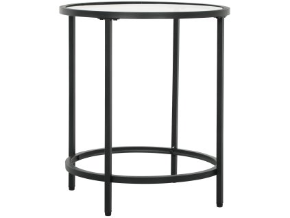 HOMCOM Odkládací stolek kulatý se skleněnou deskou, kovový rám, konferenční stolek, noční stolek do obývacího pokoje, ložnice, černý, Ø48 x 54,7 cm