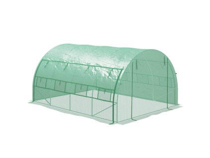 Outsunny polytunelový skleník 3,97x3x2m Walk-in, UV ochrana, rolovací kryty, ocel, zelený| Aosom