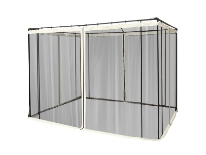 Outsunny moskytiéra 3x3m altán se 4 bočními panely, síť proti hmyzu se zipem, odolná z nylonové síťoviny v černé barvě | černá