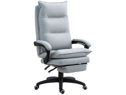 Kancelářská židle Vinsetto s masážní funkcí, ergonomická kancelářská židle s funkcí naklápění a otáčení, výškově nastavitelná židle k počítači s podnožkou, dálkovým ovládáním a časovačem, světle šedá barva
