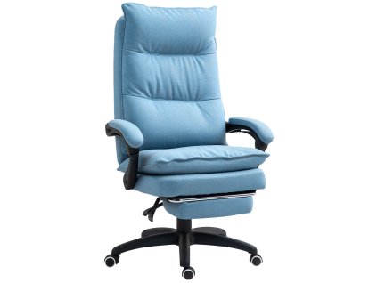 Kancelářská židle Vinsetto s masážní funkcí, ergonomická kancelářská židle s funkcí naklápění a otáčení, výškově nastavitelná židle k počítači s podnožkou, dálkovým ovládáním a časovačem, modrá barva