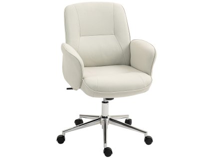 Kancelářská židle Vinsetto s funkcí houpání Kancelářská židle s nastavitelnou výškou Otočná židle Ergonomická pracovní židle Moderní židle s nosností až 120 kg Mikrovlákno krémová bílá 67 x 69 x 92-102 cm