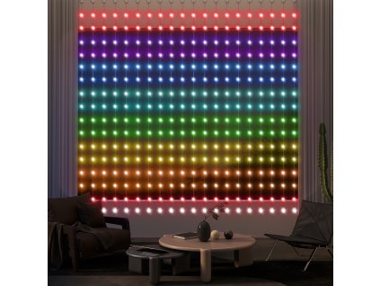 HOMCOM pohádková světla 3×3m 400 LED světelná opona s nastavitelným jasem hudba synchronizace scény režimy funkce časovače, pohádková světla opona vnitřní venkovní, IP44, pro svatbu, párty, Vánoce