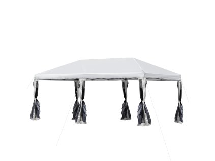 Outsunny skládací altán zahradní altán pop-up altán 5,9x2,95x2,5 m ocelová oxfordská síťovina s přenosnou taškou krémově bílá pro zahradní párty a akce |
