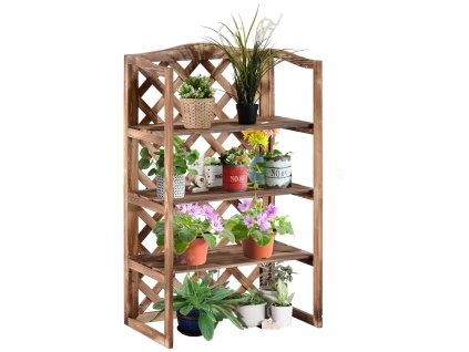 Outsunny stojan na květiny 3-patrový regál na rostliny z jedlového dřeva pro vnitřní a venkovní použití, prostorově úsporný, robustní design model8 |