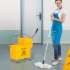 HOMCOM Úklidový vozík 20 l s lisem, vozík na mop se 2 přihrádkami, žlutý, ideální pro úklid a domácnost | Aosom.de