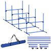 PawHut agility set pro psy 4-dílný 99x65x94 cm výškově nastavitelný se 2 překážkovými tyčemi 2 slalomovými tyčemi a 4 plastovými zemními tyčemi Modrá | Aosom.de