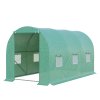 Fóliový skleník na rajčata Outsunny 395x195x190cm s 6 okny ze sítě, kulatý obloukový skleník pro pěstování rostlin a chladicí rám | Aosom.de
