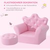 HOMCOM dívčí křeslo měkká pohovka s křišťálovými knoflíky taburet růžový útulný pro děti od 3 let 58x40,5x49cm | Aosom.de