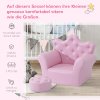 HOMCOM dívčí křeslo měkká pohovka s křišťálovými knoflíky taburet růžový útulný pro děti od 3 let 58x40,5x49cm | Aosom.de