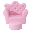 HOMCOM dívčí křeslo měkká pohovka s křišťálovými knoflíky taburet růžový útulný pro děti od 3 let 58x40,5x49cm | Aosom.de