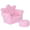 HOMCOM dívčí křeslo měkká pohovka s křišťálovými knoflíky taburet růžový útulný pro děti od 3 let 58x40,5x49cm | Aosom.de