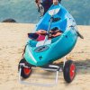 HOMCOM vozík na kanoe vozík na kajak vozík na surf skládací s pásem PU kolečka polstrovaný hliník stříbrný do 90 kg D70 x Š40 x V42 cm | Aosom