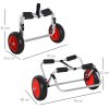 HOMCOM vozík na kanoe vozík na kajak vozík na surf skládací s pásem PU kolečka polstrovaný hliník stříbrný do 90 kg D70 x Š40 x V42 cm | Aosom