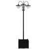 Outsunny solární světlo zahradní světlo 3-hlavová lampa s podstavcem květináče, vodotěsné, nerezová ocel, 60x55x189cm| Aosom