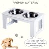 PawHut Zvýšená miska pro psy Miska na krmivo s nerezovými miskami 58,4x30,5x25,4cm MDF Protiskluzová Snadná údržba Bílá pro psy | Aosom.de