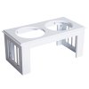 PawHut Zvýšená miska pro psy Miska na krmivo s nerezovými miskami 58,4x30,5x25,4cm MDF Protiskluzová Snadná údržba Bílá pro psy | Aosom.de