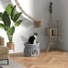 PawHut ratanový koš pro kočky elegantní kočičí bouda s polštářem a stříškou pro domácí mazlíčky z vodního hyacintu šedé barvy do obývacího pokoje | Aosom.de