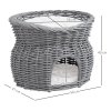 PawHut ratanový koš pro kočky elegantní kočičí bouda s polštářem a stříškou pro domácí mazlíčky z vodního hyacintu šedé barvy do obývacího pokoje | Aosom.de