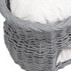 PawHut ratanový koš pro kočky elegantní kočičí bouda s polštářem a stříškou pro domácí mazlíčky z vodního hyacintu šedé barvy do obývacího pokoje | Aosom.de