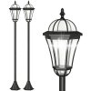 Outsunny 2-st solární pouliční světlo LED, IP44, ABS, Ø18,5 x H129 cm, úsporný režim, vodotěsné, zahradní světlo s nerezovou ocelí, černé | Aosom
