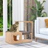 Kočičí domeček PawHut s houpací sítí a sisalovým kmenem, box pro kočky z jedlového dřeva, přírodní 70x35x60cm pro milovníky koček | Aosom.de