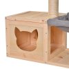 Kočičí domeček PawHut s houpací sítí a sisalovým kmenem, box pro kočky z jedlového dřeva, přírodní 70x35x60cm pro milovníky koček | Aosom.de
