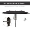 Outsunny slunečník zahradní slunečník trh slunečník dvojitý slunečník terasa slunečník s ruční klikou černý ovál 460 x 270 x 240 cm | Aosom