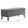 HOMCOM Lavice Čalouněná lavice s úložným prostorem Truhlicová lavice z kovu a kaučukovníku šedá 110 x 43 x 45 cm do předsíně a obývacího pokoje | Aosom.de