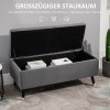 HOMCOM Lavice Čalouněná lavice s úložným prostorem Truhlicová lavice z kovu a kaučukovníku šedá 110 x 43 x 45 cm do předsíně a obývacího pokoje | Aosom.de