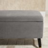 HOMCOM Lavice Čalouněná lavice s úložným prostorem Truhlicová lavice z kovu a kaučukovníku šedá 110 x 43 x 45 cm do předsíně a obývacího pokoje | Aosom.de