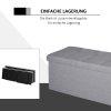 HOMCOM lavice čalouněná lavice s úložným prostorem a přepážkou skládací z šedé pytloviny 110x38x38cm ideální do předsíní a obývacích pokojů | Aosom.de