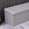 HOMCOM lavice čalouněná lavice s úložným prostorem a přepážkou skládací z šedé pytloviny 110x38x38cm ideální do předsíní a obývacích pokojů | Aosom.de