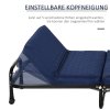 HOMCOM Skládací postel pro hosty 2 v 1 s nastavitelným čelem a kolečky, ocelový rám, pěna, modrá 184x65x26cm pro flexibilní spaní | Aosom.de