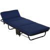 HOMCOM Skládací postel pro hosty 2 v 1 s nastavitelným čelem a kolečky, ocelový rám, pěna, modrá 184x65x26cm pro flexibilní spaní | Aosom.de