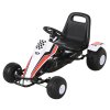 HOMCOM Motokára pro děti šlapací auto s pedály a brzdami 104x66x57cm z oceli pro děti od 3 do 8 let v bílé barvě | Aosom.de