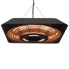 Stropní sálavé topení Outsunny 800W/1200W/2000W, 5 režimů sálavého topení, IP45, elektrické hřibové topení s dálkovým ovládáním, hliník, sklo, černá, 45x45x10cm| Aosom