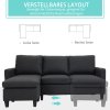 HOMCOM Rohová látková sedací souprava ve tvaru L s oboustranným lehátkem, sedací souprava lněná tmavě šedá 197x139x91cm do obývacího pokoje | Aosom.de