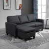 HOMCOM Rohová látková sedací souprava ve tvaru L s oboustranným lehátkem, sedací souprava lněná tmavě šedá 197x139x91cm do obývacího pokoje | Aosom.de