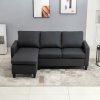 HOMCOM Rohová látková sedací souprava ve tvaru L s oboustranným lehátkem, sedací souprava lněná tmavě šedá 197x139x91cm do obývacího pokoje | Aosom.de